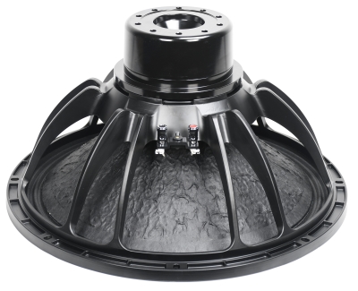 PW Series subwoofer with neodymium magnet motor, die-cast basket, and 4-inch high power voice coil handling 1500W RMS.