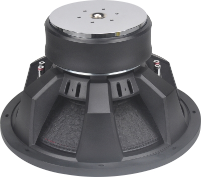 SG-G2 Series subwoofer rear view showing double stacked ferrite motor, die-cast basket, and 2.5-inch copper wire aluminum coil system.