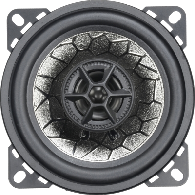 CMC4G3 4-inch coaxial car speaker with 30W RMS power, 70Hz–20kHz frequency response, 86.2dB sensitivity, 1” woofer voice coil, and 0.5” PEI dome tweeter – front view.
