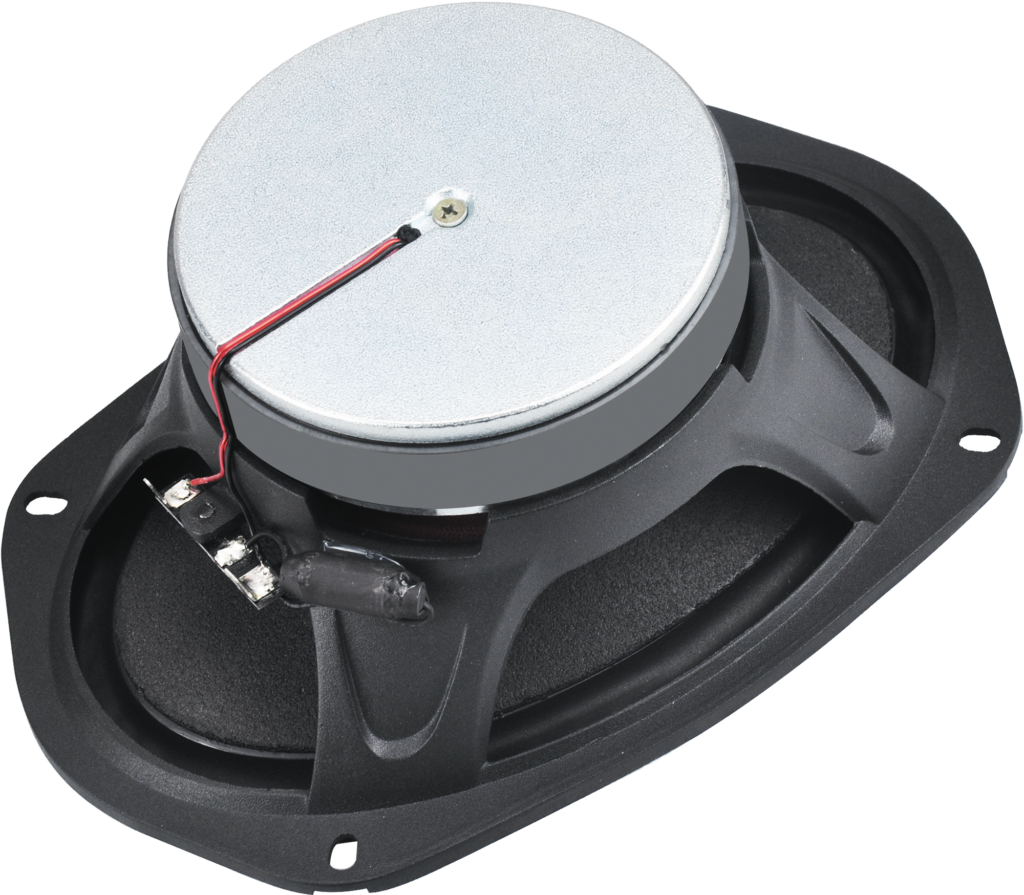 Rear view of CMP69P 6x9-inch coaxial speaker showcasing durable magnet and frame construction for powerful audio performance.