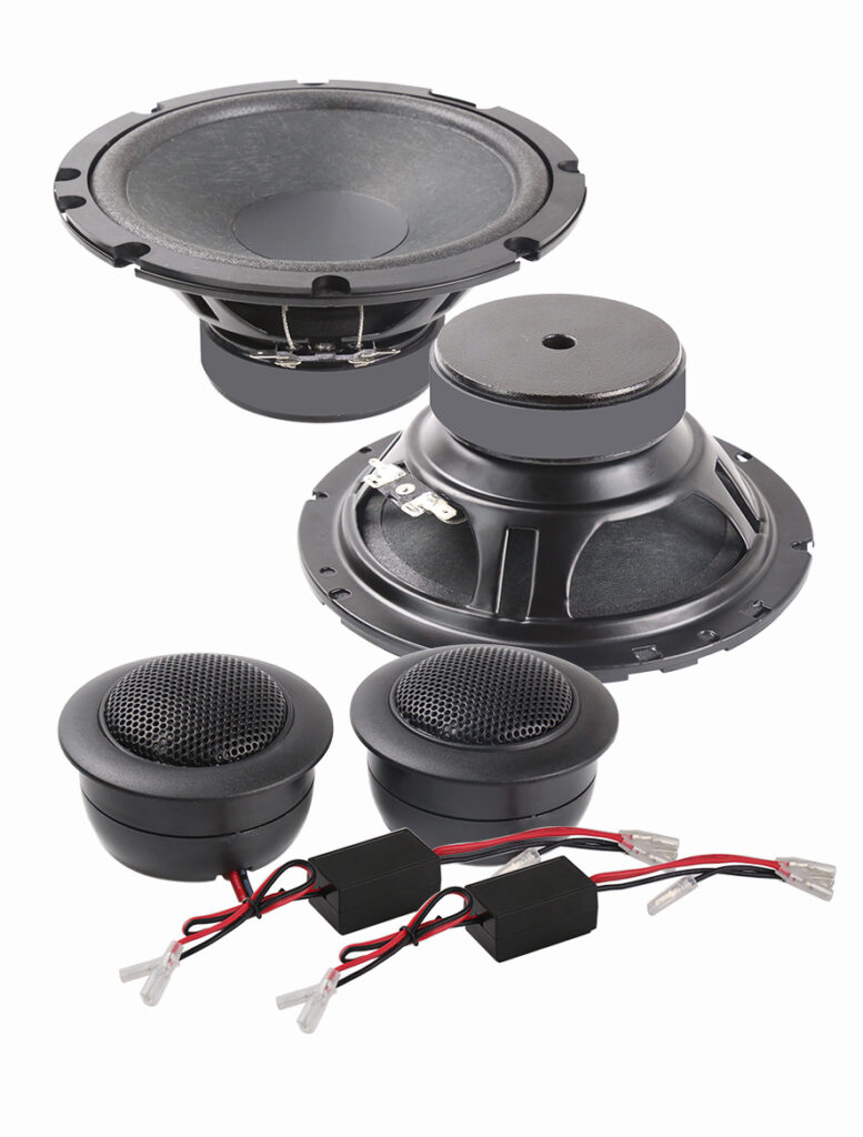 CMPE65G1 Component Speaker Set – 6.5" Woofer with 1" Voice Coil, 1" Dome Tweeters, and 2-Way Crossover – 50W RMS Car Audio OEM Speaker