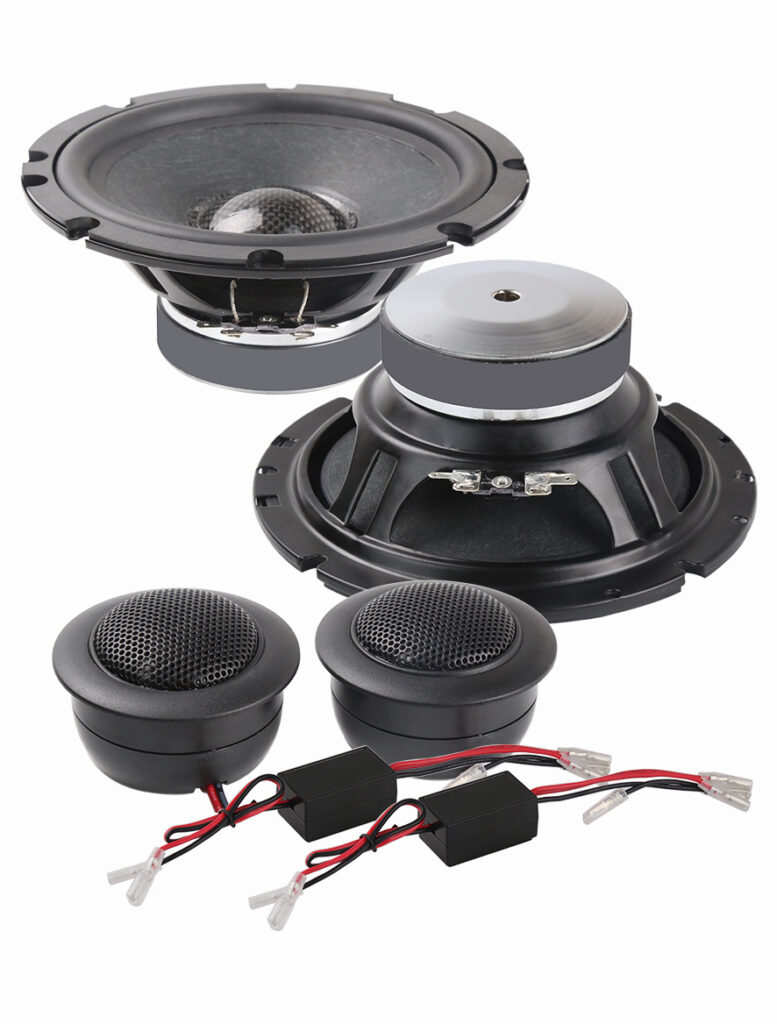 CMPE65G2 6.5-Inch Component Car Speaker Set with Woofer, Dome Tweeters, and 2-Way Crossover – 60W RMS, 1” Voice Coils, High Sensitivity Design