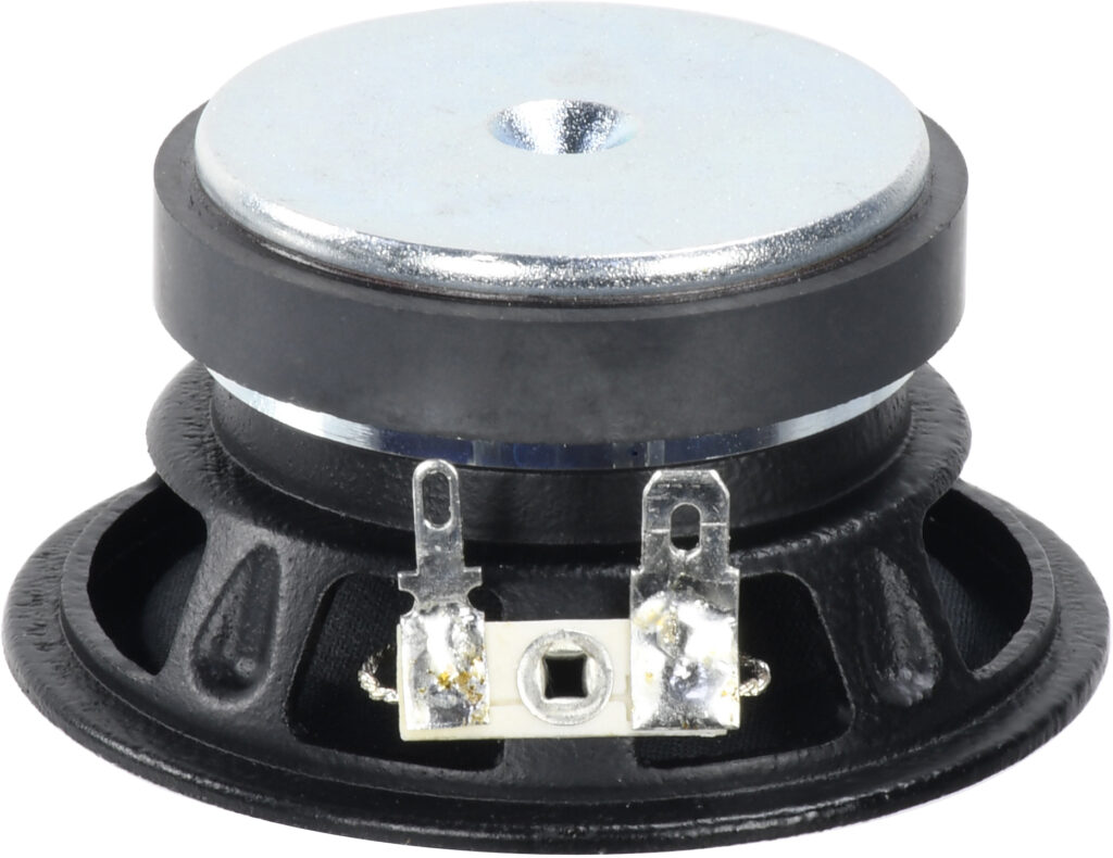 CP275 Mini Midrange Speaker – Rear View with Magnet Structure and Dual Terminals, 0.64" Copper Voice Coil, Lightweight Build