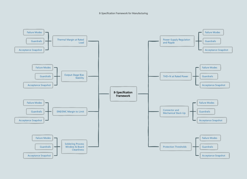 8-Spec Framework for Amplifier Manufacturing.