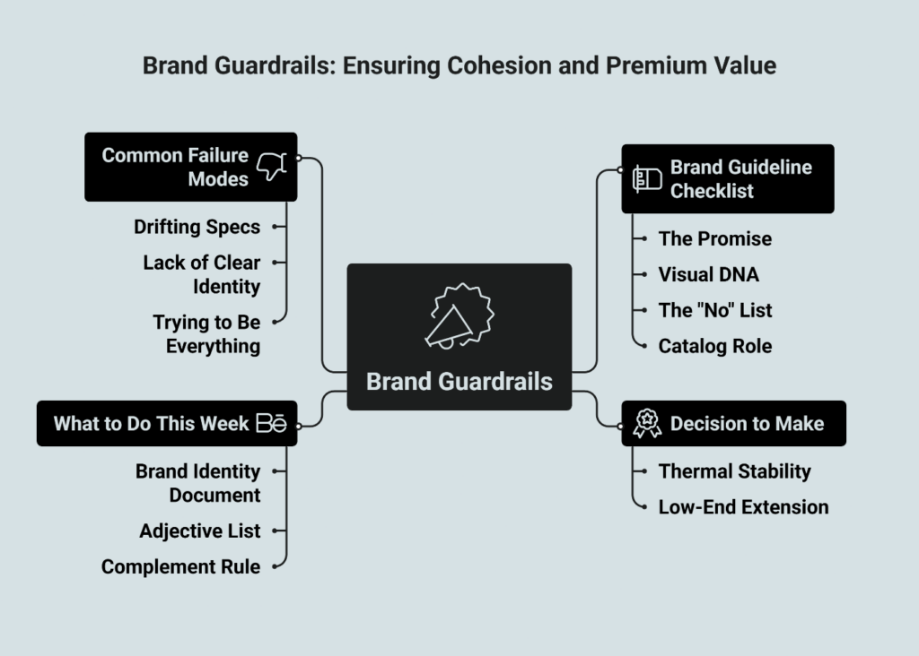 Private label brand management framework: avoiding common failures, establishing brand guidelines, making strategic decisions, and implementing weekly brand identity actions.